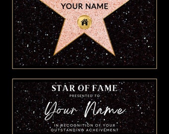 Star of Fame Award poster canva sjabloon digitale download