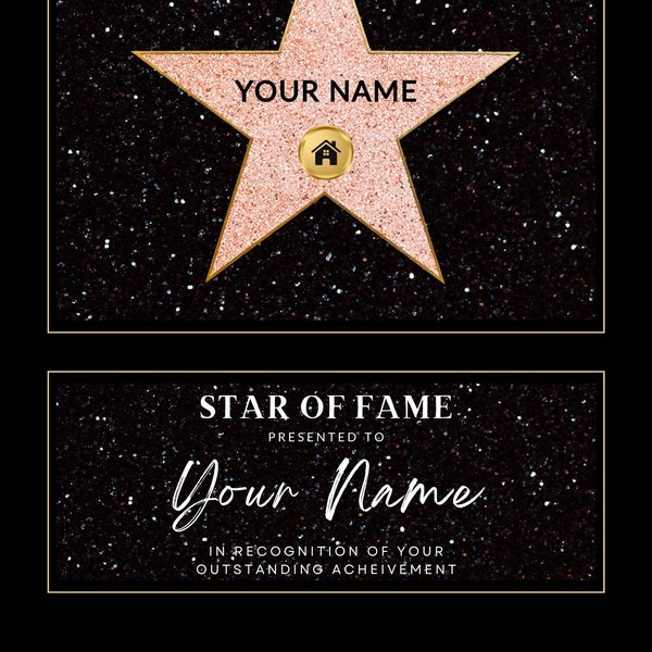 Star of Fame Award Poster Canva Template Digital Download