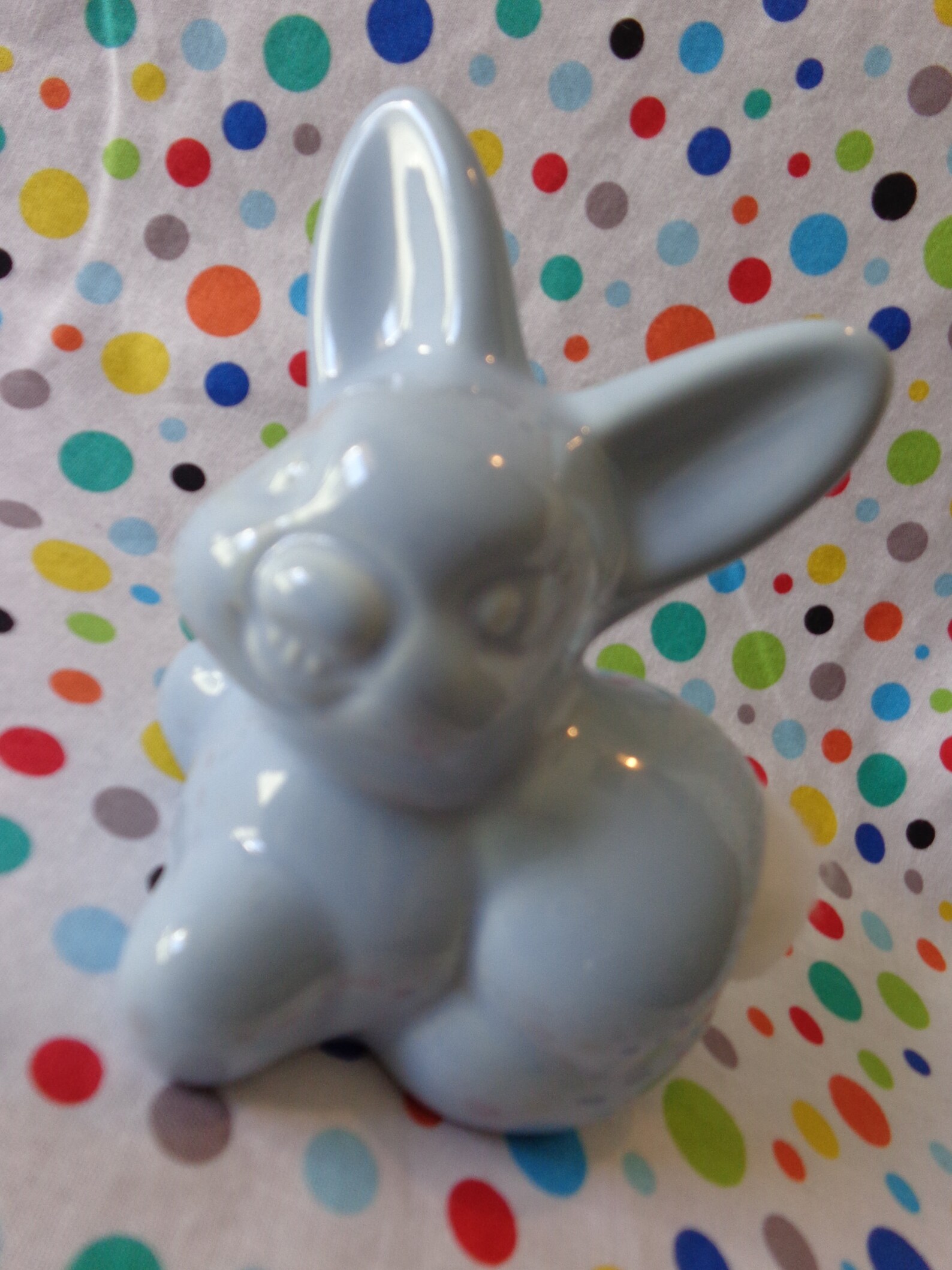 Vintage Bunny Cotton Ball Dispenser Blue Pottery Rabbit Vohann Etsy