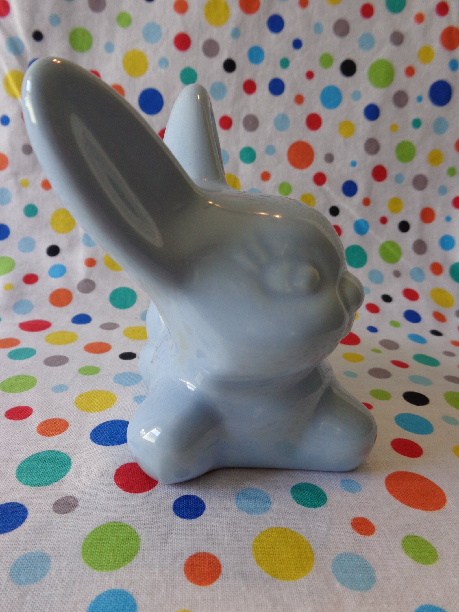 Vintage Bunny Cotton Ball Dispenser Blue Pottery Rabbit Vohann Etsy