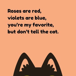 Tarjeta de aniversario de cumpleaños de San Valentín "No le digas al gato"