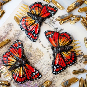 Butterfly Hair Comb Small Monarch Butterfly - Butterfly Hair Comb Fantasy