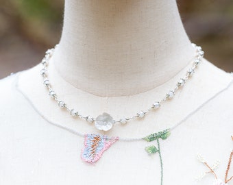 Flower necklace mother of pearl / silver - necklace - flower - flower