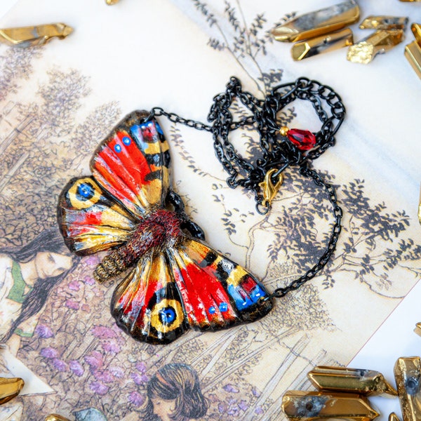 Schmetterlings Kette Pfauenauge - Butterfly Necklace Halskette Fantasy