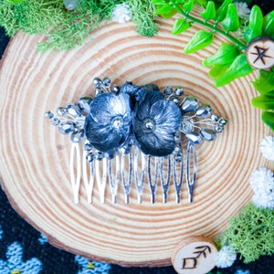 Bloem haarkam zilver met glaskralen - bloem - bloem - parel haarkam - bruiloft Bruiloft bloemen haarkam elfenfee
