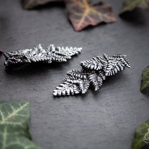 1x Handmade fern hair clip - silver colors