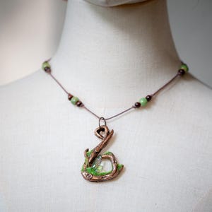 Branch necklace with green fairy wings - Elven Fairy Pixie Fantasy Wicca