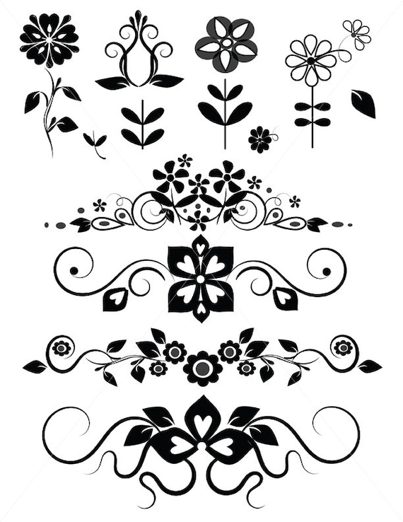 Download Svg Flowers Floral Divider Lines Ornamental Swirls Digital Etsy