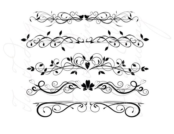Graphics Divider Flourish Fancy Swirls And Ornamental Lines Etsy