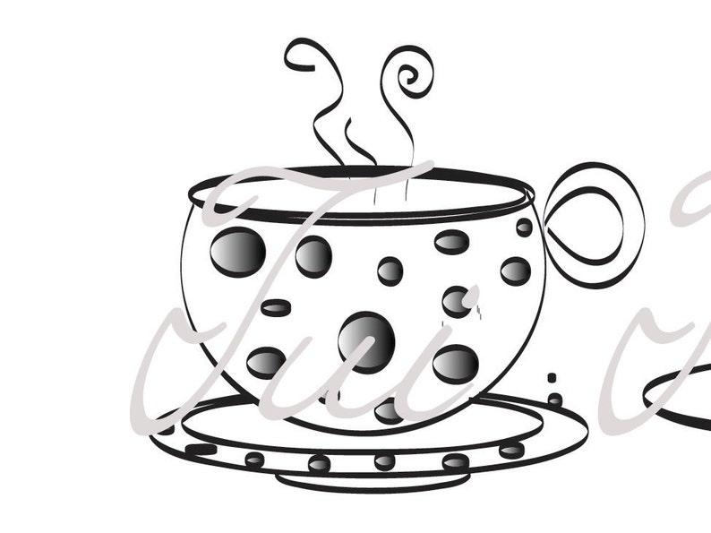 Vector Teacups Tea Cup Outlines Digital Drawings Tea Art | Etsy