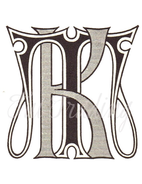 Download Svg Monogram Kt Digital Letters Initials Clipart Antique Etsy