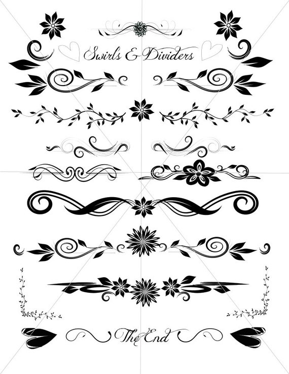 Divider Lines Fancy Swirls And Ornamental Borders Scalabe Etsy