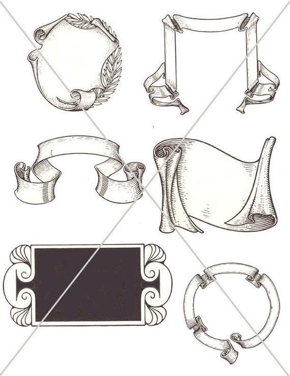 Svg Banners Scroll Logos Vector Frames Printable Frames Etsy