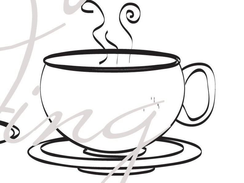 Vector Teacups Tea Cup Outlines Digital Drawings Tea Art | Etsy