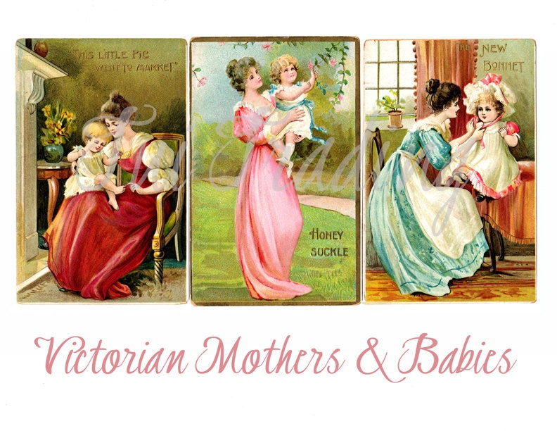 Victorian Mothers and Babies Digital Post Card Digital | Etsy