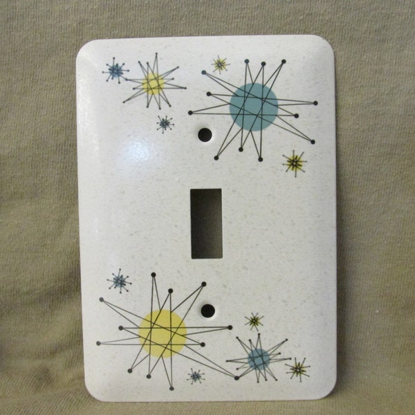 Atomic Starburst - Mid Century Design - Metal Single Light Switch Plate Cover - Faux Franciscan Stoneware - New - Style 2 - Contemporary