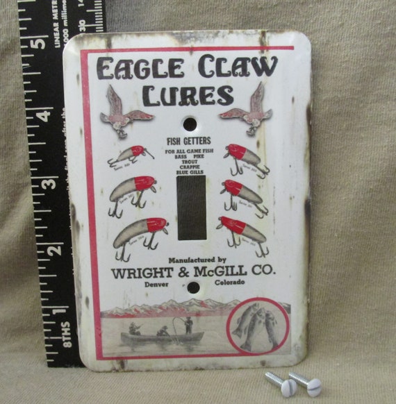 Eagle Claw Lures Metal Light Switch Cover New Rustic Old Aged Tin