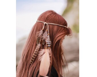 Piuma fascia, gioielli spiaggia, Boho archetto, accessori di piuma, gioielli piume, Gypsy fascia, archetto estate fascia nativo