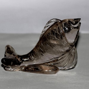 Smoky Topaz Fish Figurine, Natural Smoky Topaz Gem Stone Fish Carving, Smoky Quartz Hand Made Fish Sculpture,&quot;A Unique Rare Beautiful Gift&quot;