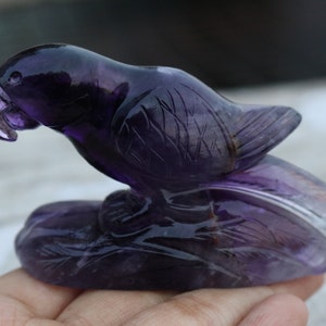 Amethyst-Papagei, natürliche Edelstein-Papagei / Vogel-Skulptur, afrikanische handgeschnitzte Papagei-Statue, Liebesvogel-Figur