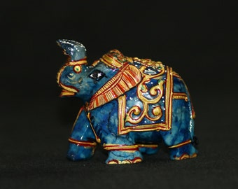ラピスラズリ象の置物 | 2インチの青い宝石 | 手彫り | 幸運 | 知恵