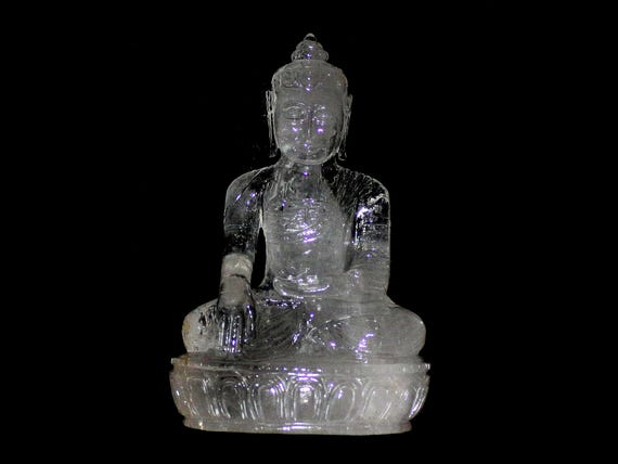 Crystal Buddha,Natural Quartz Buddha Figurine,Tibetan Healing Buddha, Meditation-Reiki Hand Made Buddha Sculpture, "A Unique Spiritual Gift"