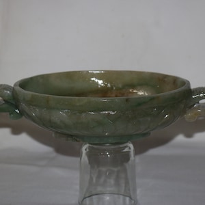 Jade Bowl,Natural Green Jade Multi Uses Hand Made Religious Offering Bowl,Reiki,Yoga Spiritual Healing Energy Jade Goblet, &quot;A Class Gift&quot;