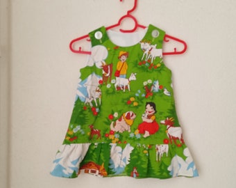 Heidi Girls A line Dress,Pinafore Dress,  Animals Toddler Jumper Handmade Clothing,  Country,goat,Mountains,Switserland,Ondermoedersparpluu