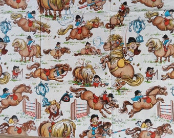 Thellwell fabric,  Retro Vintage Thellwell Fabric, retro Fabric for horselover, Retro fabric for quilting or sewingprojects,