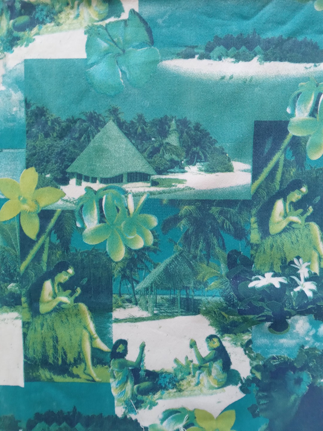 Tropical Fabric Sea Palm Tree Fabric Hawaiian Islands Blue Fotoprint