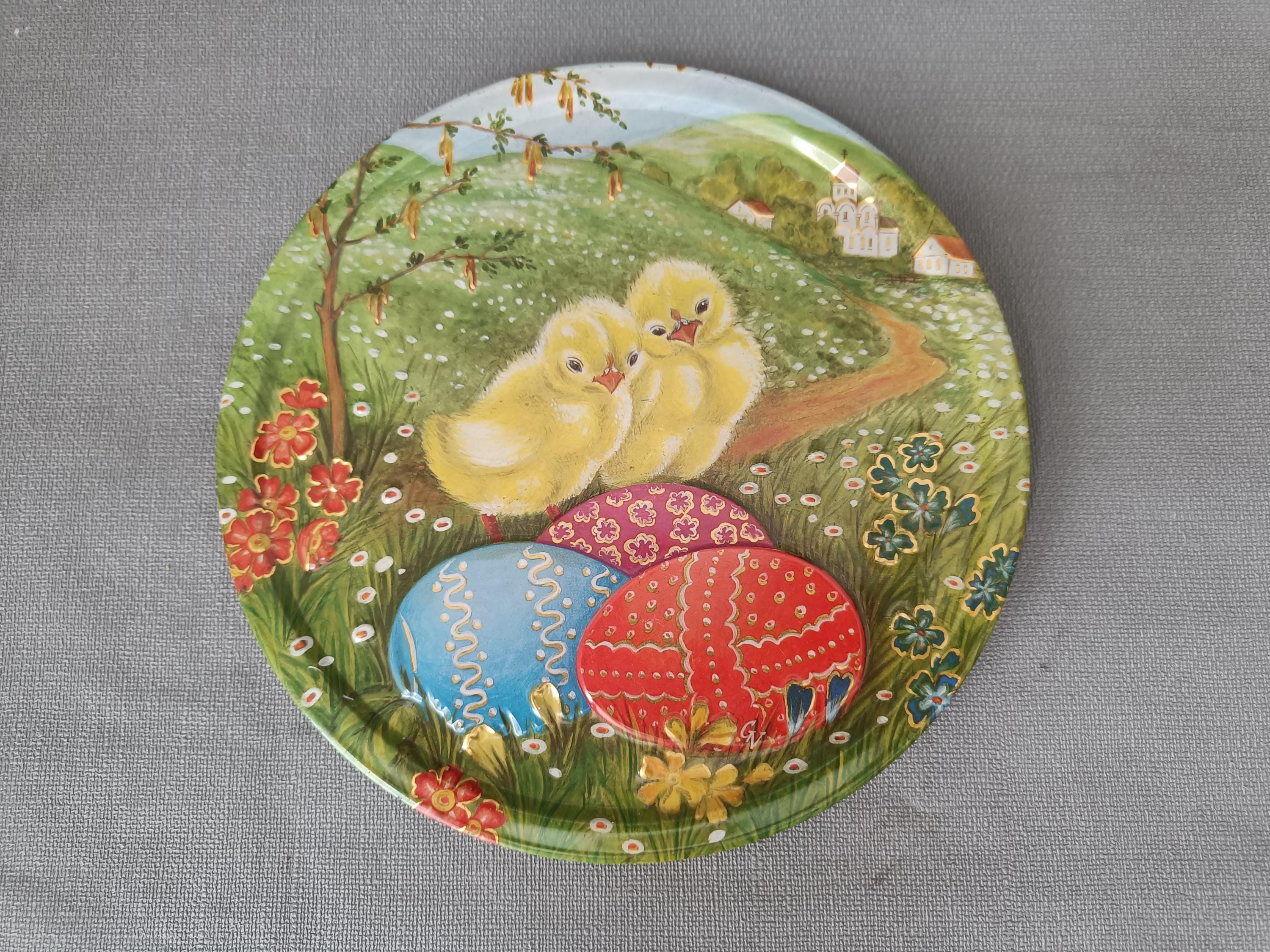 Targa rotonda in metallo rustico, decorazione da parete in stile vintage, con coniglietto pasquale, cartello per ghirlanda di Natale, per poster e bar, decorazione artistica da parete, 30 x 30 cm