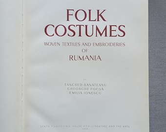 Rare Book FOLK COSTUMES woven textiles and embroideries of Rumania  Traditional clothing,peasant costumes,folk jewelry,scarfs,ethnic textile