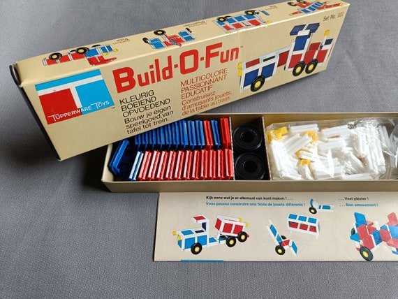 Vintage Build-O-Fun Block Set in Original Box - Set nr 101 - Made in Belgium - 60s Children toys - Tupperware Toys Build-O-Fun - Retro Toys