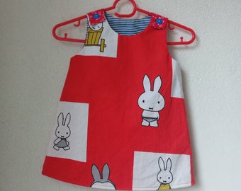 Nijnje Kleid,selbstgemachtes Kleid von Rabit,Dick Bruna,Kindergarten Einschulung Outfit, handgemachte Kleidung,Geschenk für babyshower,