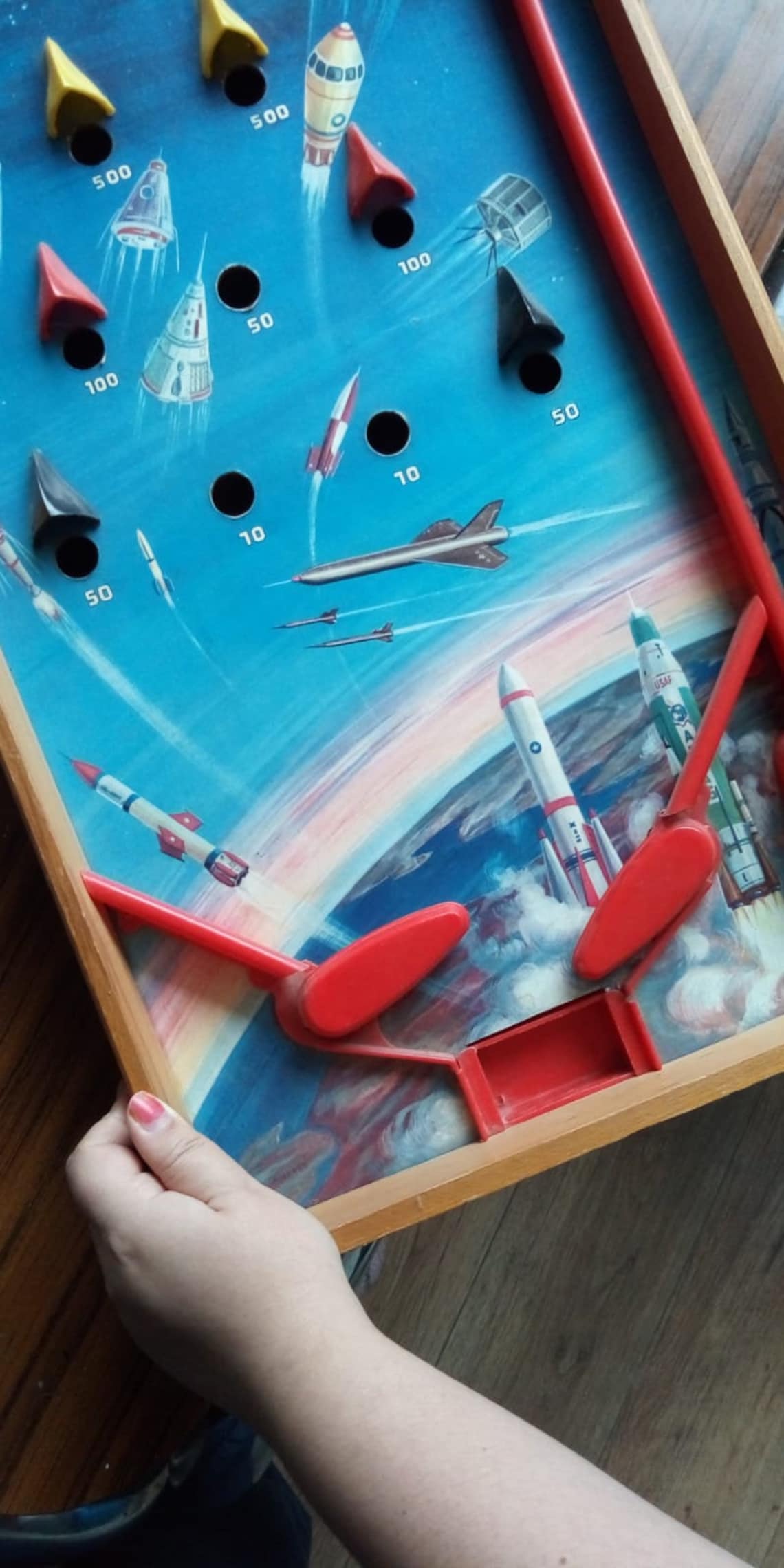 Vintage Pinball Game Wooden Table Game Kids Toddler Toys Etsy