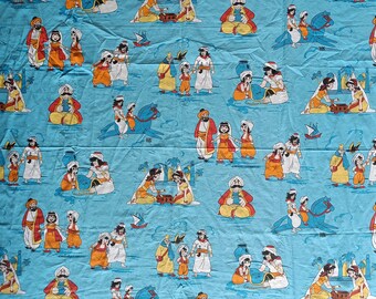 Les mille et une nuits : tissu Les aventures de Sinbad, tissu Sindbad le marin, tissu pour enfants des années 70, tissu en coton pour quilting ou couture