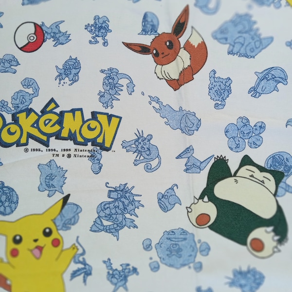 Retro Pokemon Stoff Pikachu Stoff Taschenmonster Stoff Cartoon Stoff Anime Nintendo Baumwollstoff 90er Jahre Stoff für Nähprojekte