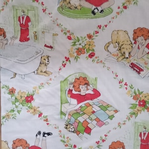 Retro Vintage Little orphan Annie Fabric ( 75 x 68 cm wide) , Fabric for sewing projects, Quilting projects, Patchwork Fabrics, Girls fabric