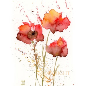 POPPIES Watercolor Print, Red Flowers Home Decor, Flowers Wall Art, Poppy Painting, BobaPainting, Art Gift, Livingroom Decor, Bedroom Art