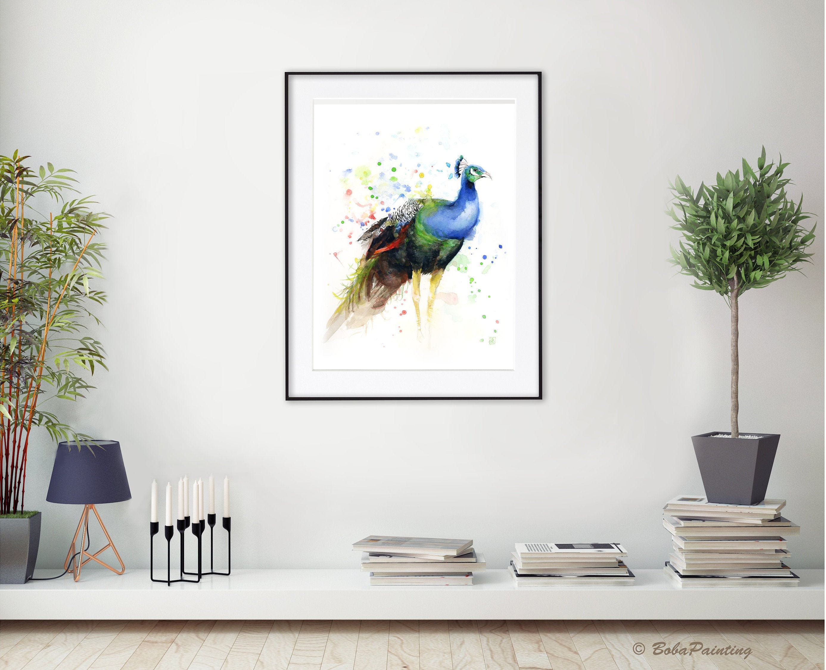 Watercolor Peacock, Peacock Painting Canvas Prints Wall Art, Home Livi –  UnixCanvas