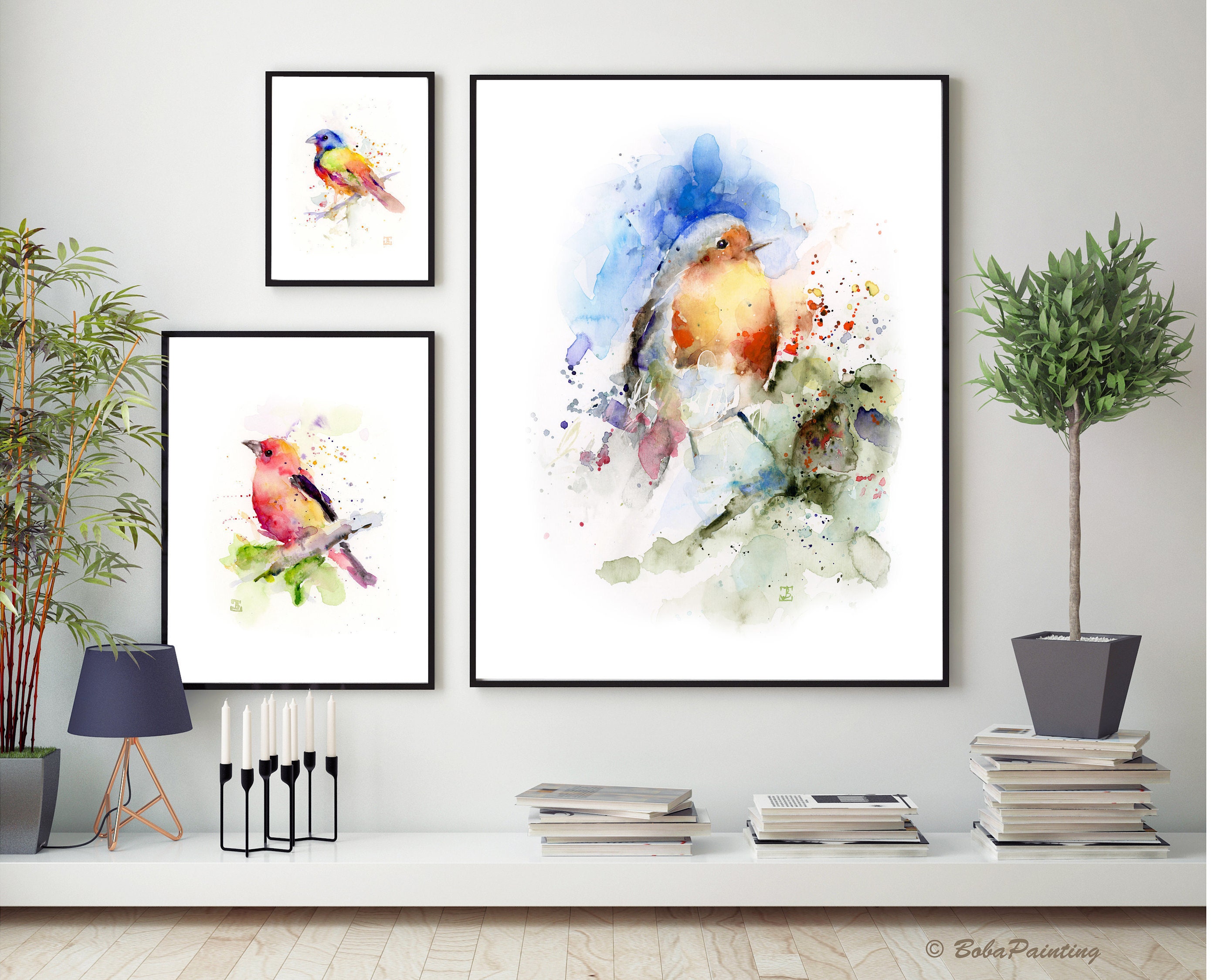 ROBIN Watercolor Painting Fine Art Archival Print Hand | Etsy