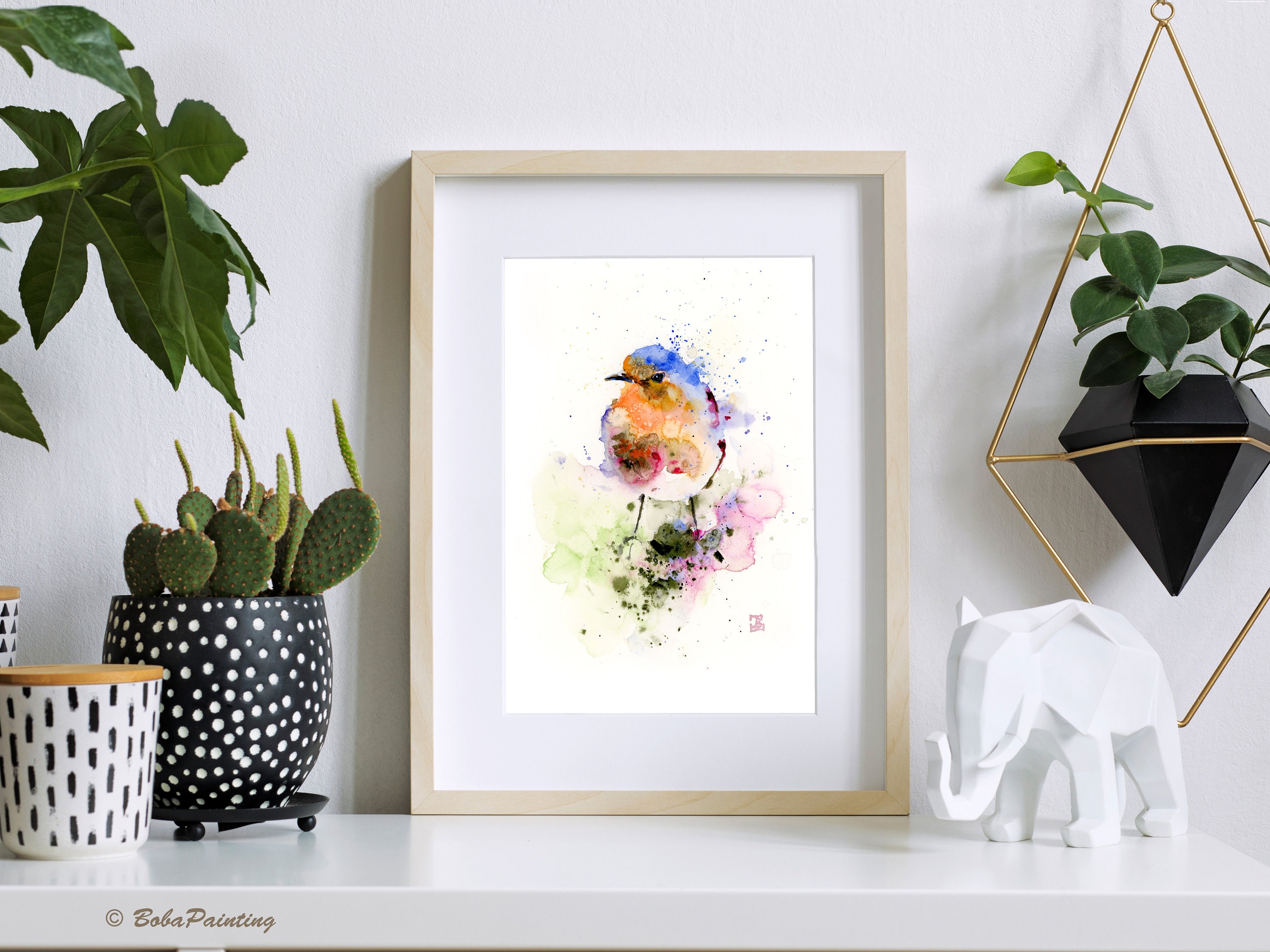 ROBIN Watercolor Painting Bird Art Print Home Decor Birds - Etsy