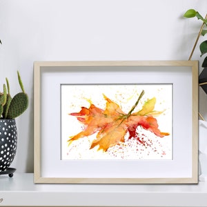 FALL LEAF Watercolor Art Print by BobaJ Painting image 4