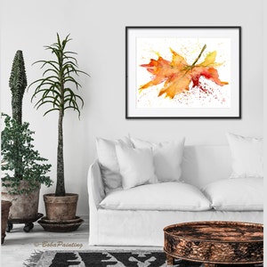 FALL LEAF Watercolor Art Print by BobaJ Painting image 5