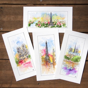 Peinture originale d'aquarelle de tour Eiffel, peinture de Paris, Peintures de monuments, Art original, peinture de Boba image 5