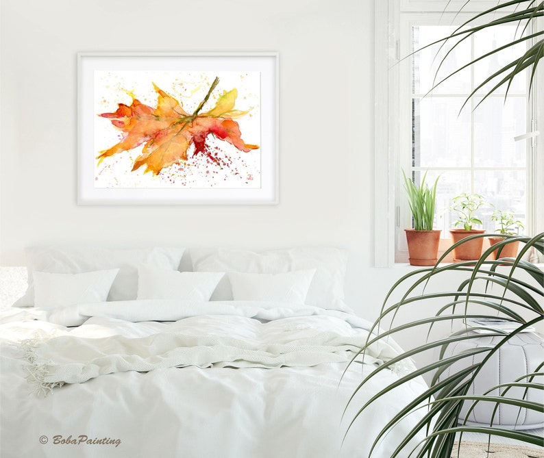 FALL LEAF Watercolor Art Print by BobaJ Painting image 6