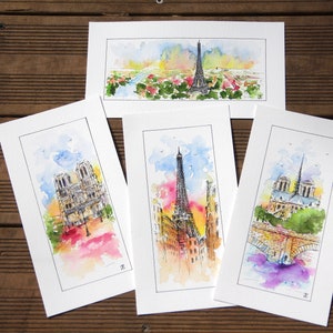 Peinture originale d'aquarelle de tour Eiffel, peinture de Paris, Peintures de monuments, Art original, peinture de Boba image 4