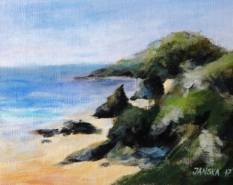 Seascape painting, original acrylic painting, small painting