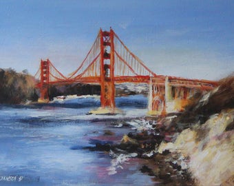 Golden Gate Bridge  San Francisco, original painting, California Painting