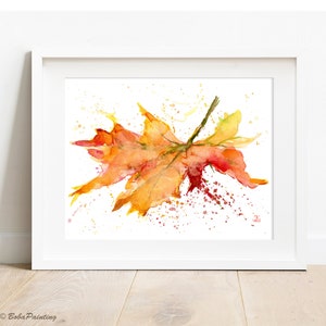 FALL LEAF Watercolor Art Print by BobaJ Painting image 3